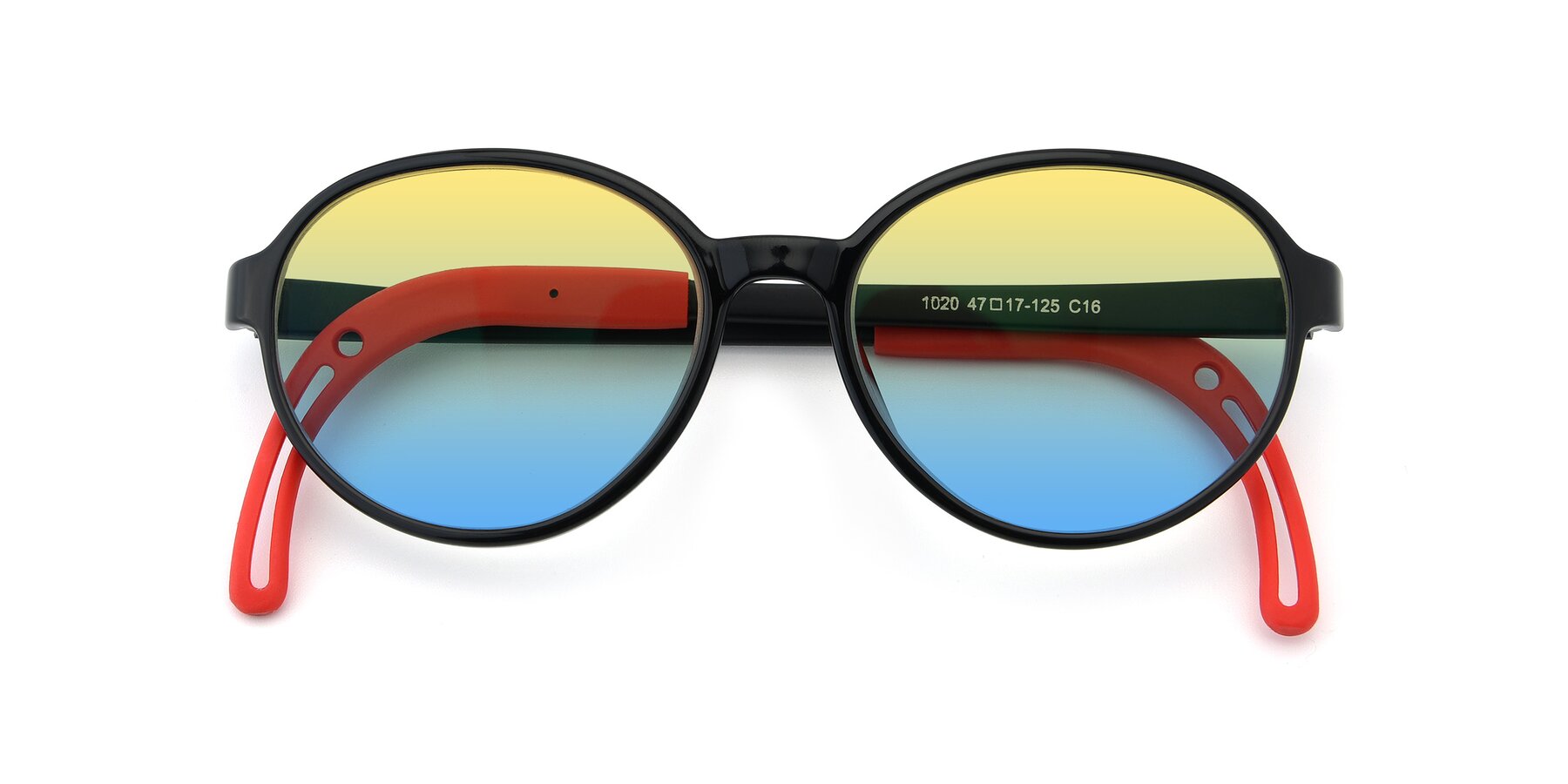 Folded Front of 1020 in Black-Red with Yellow / Blue Gradient Lenses