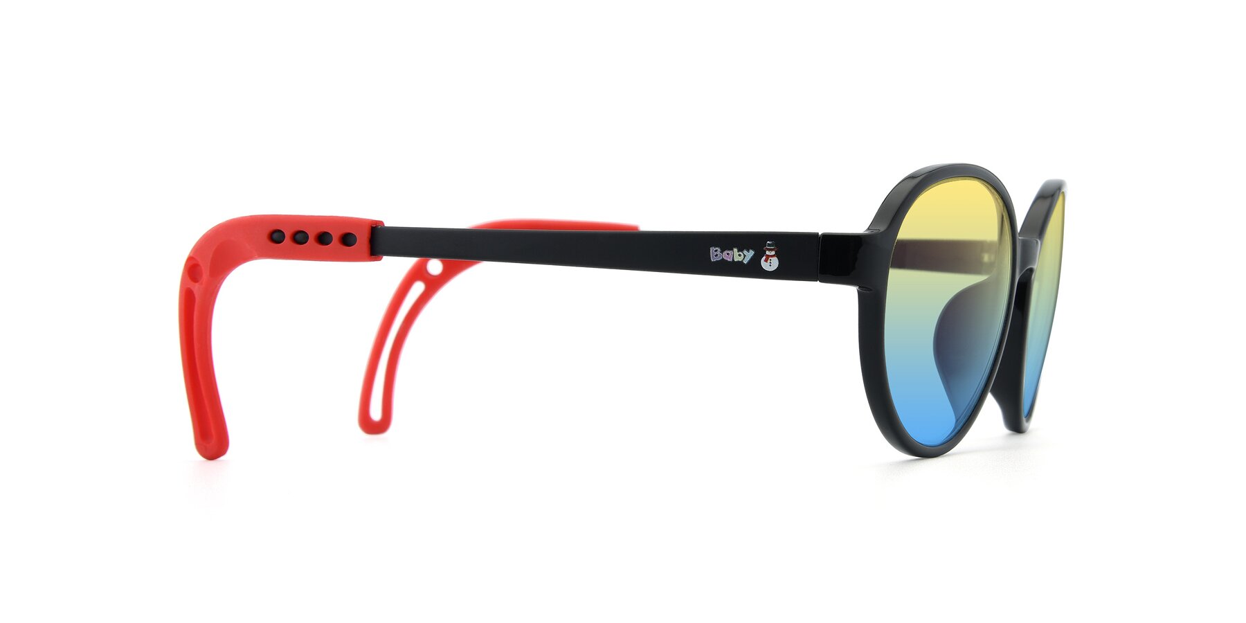 Side of 1020 in Black-Red with Yellow / Blue Gradient Lenses