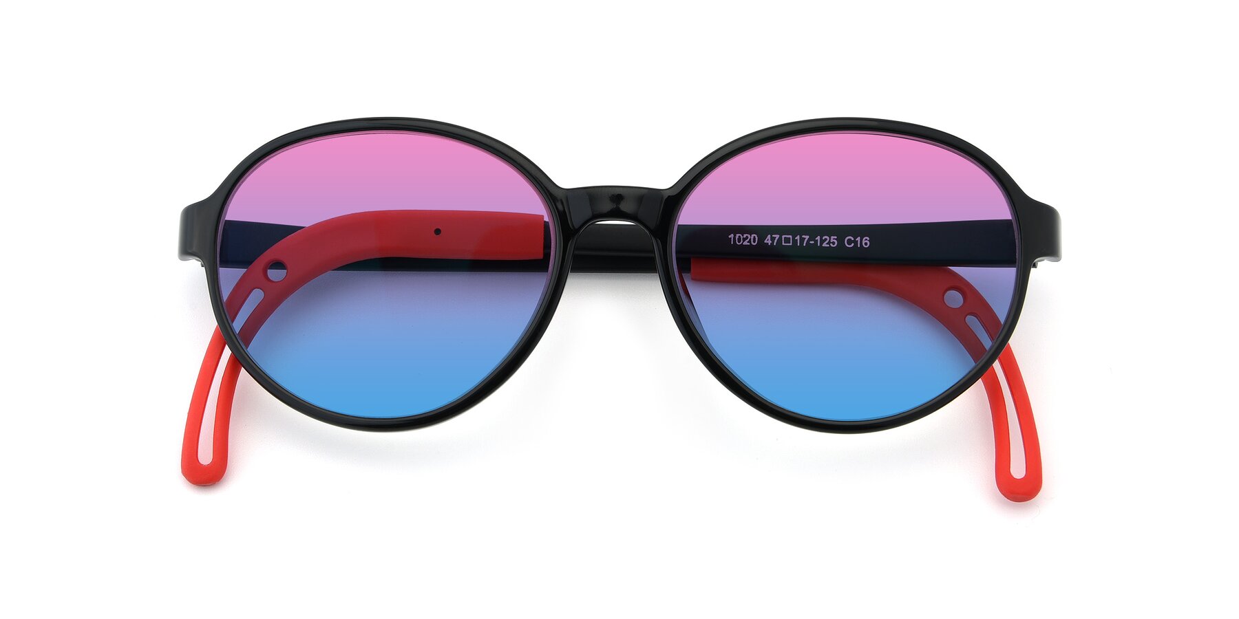Folded Front of 1020 in Black-Red with Pink / Blue Gradient Lenses
