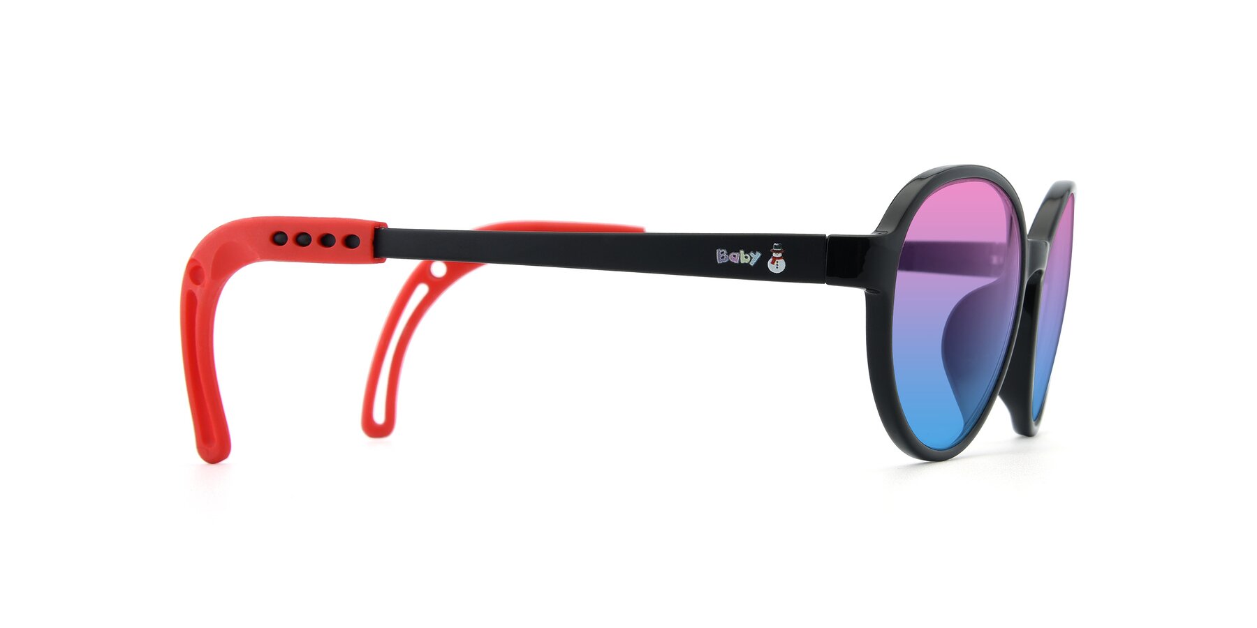 Side of 1020 in Black-Red with Pink / Blue Gradient Lenses
