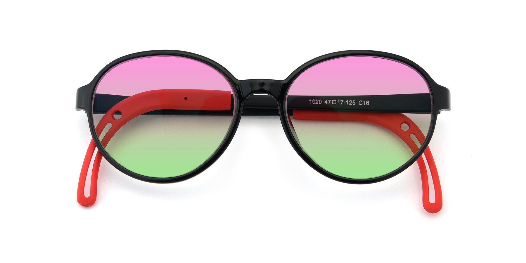 Folded Front of 1020 in Black-Red with Pink / Green Gradient Lenses