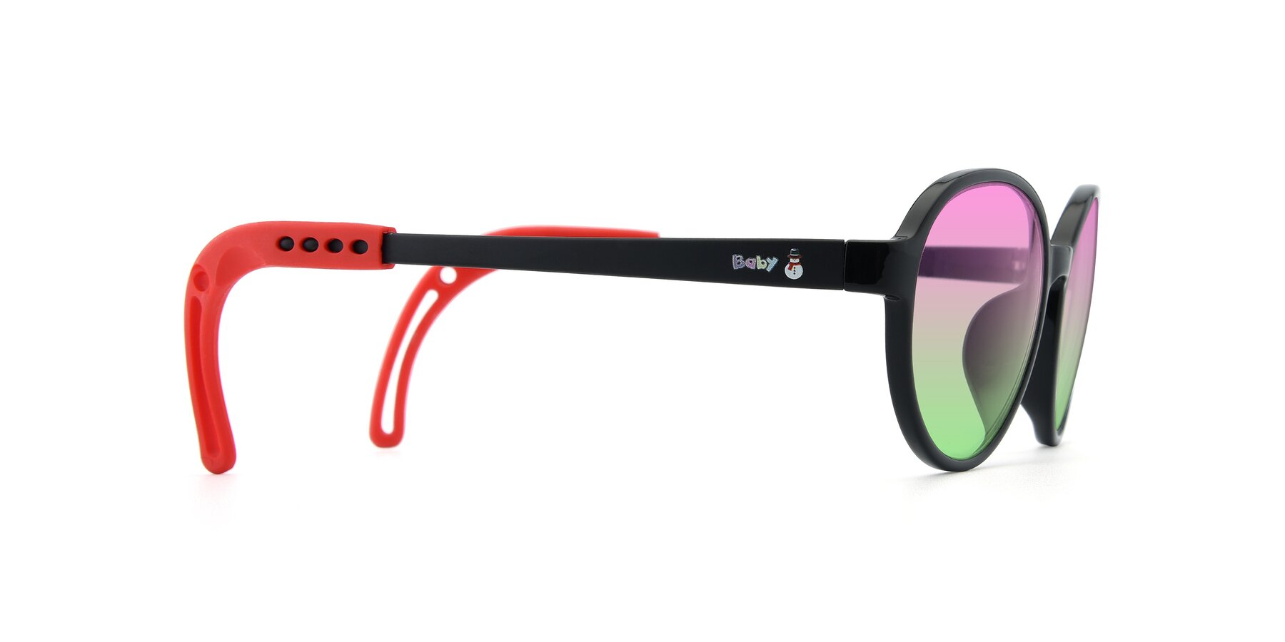 Side of 1020 in Black-Red with Pink / Green Gradient Lenses