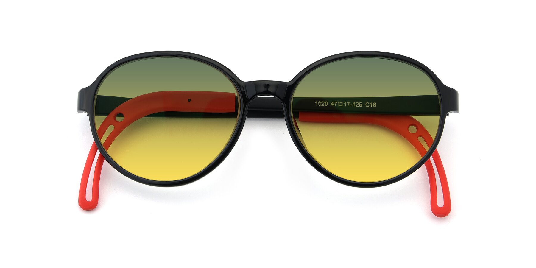 Folded Front of 1020 in Black-Red with Green / Yellow Gradient Lenses