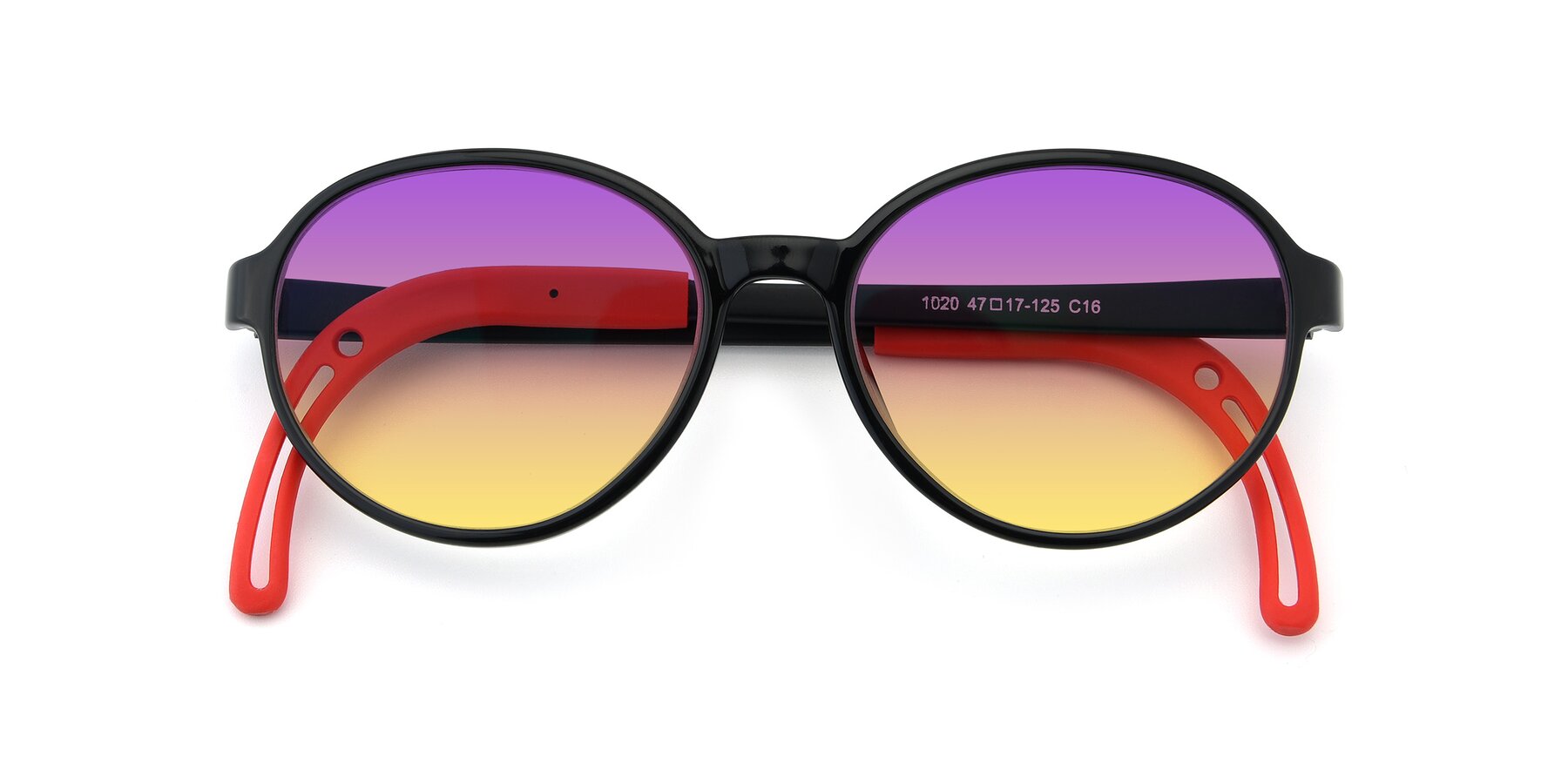 Folded Front of 1020 in Black-Red with Purple / Yellow Gradient Lenses