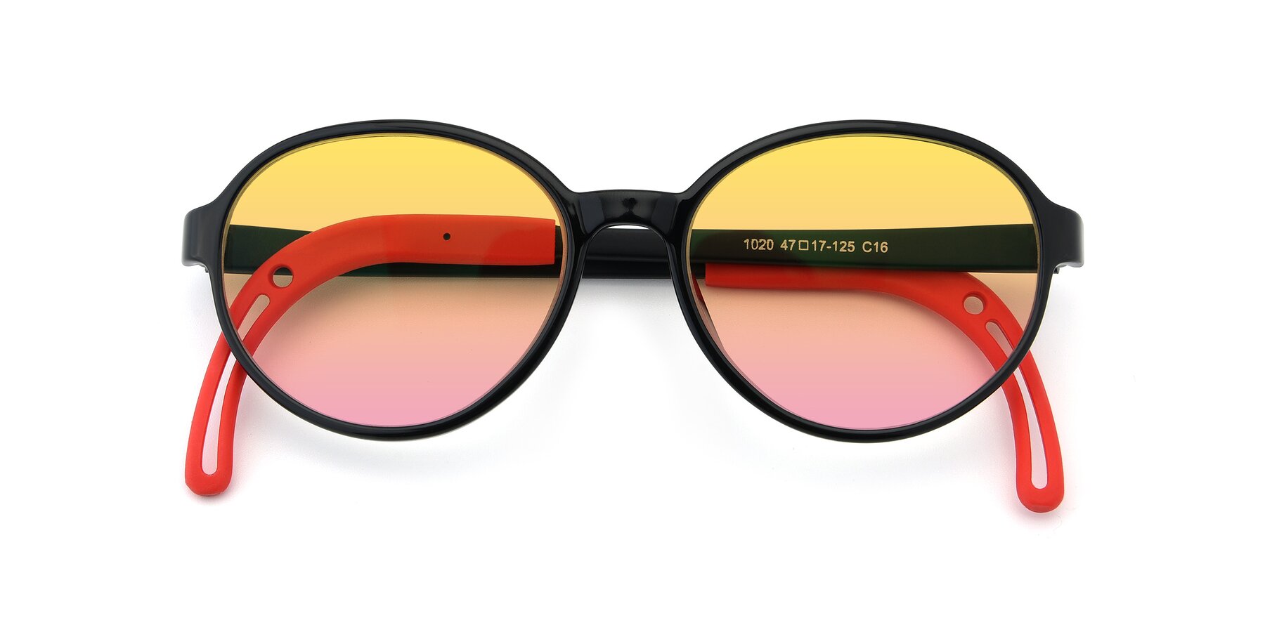 Folded Front of 1020 in Black-Red with Yellow / Pink Gradient Lenses