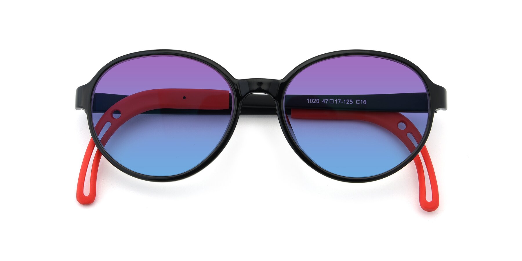 Folded Front of 1020 in Black-Red with Purple / Blue Gradient Lenses
