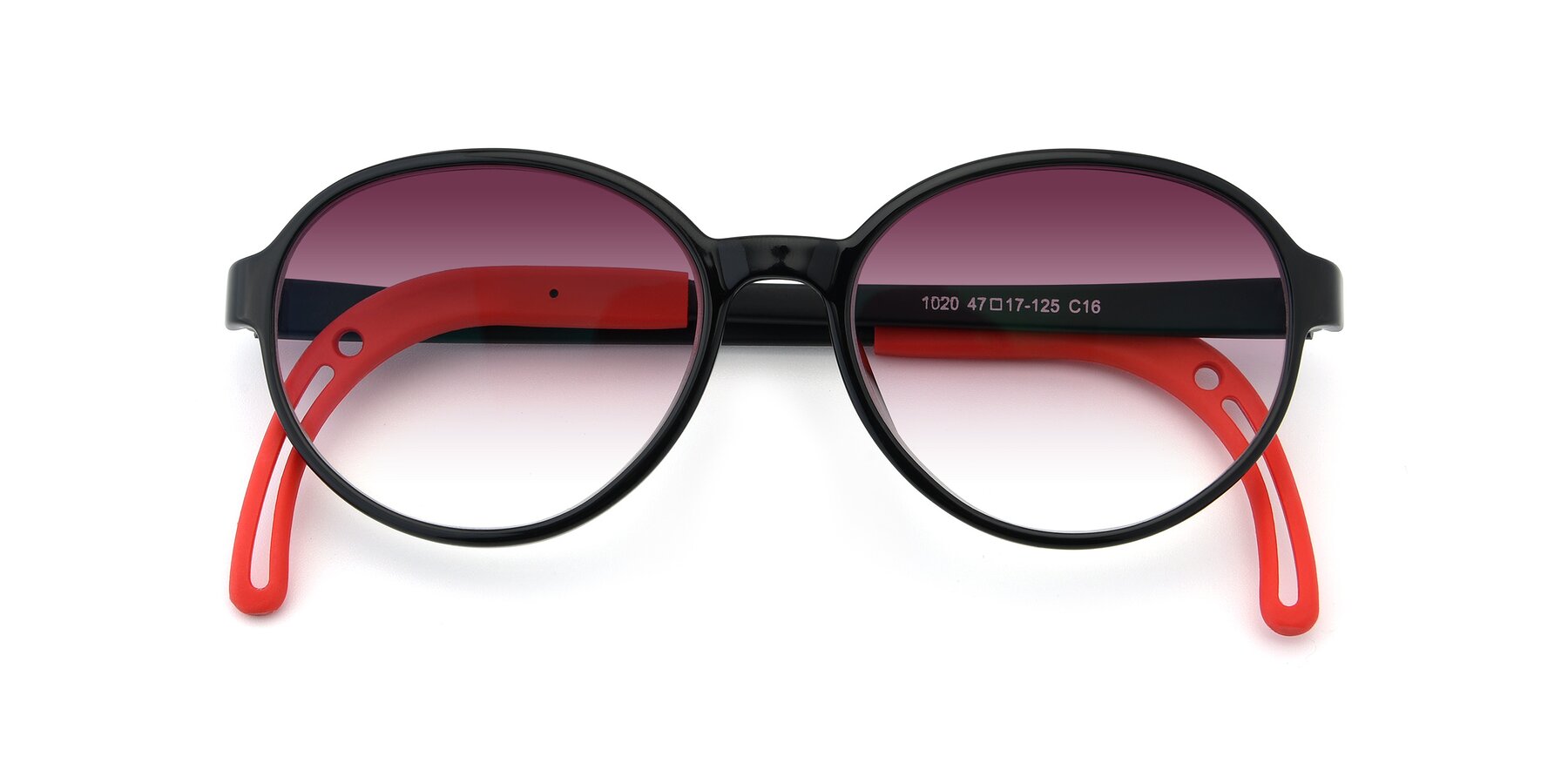 Folded Front of 1020 in Black-Red with Wine Gradient Lenses