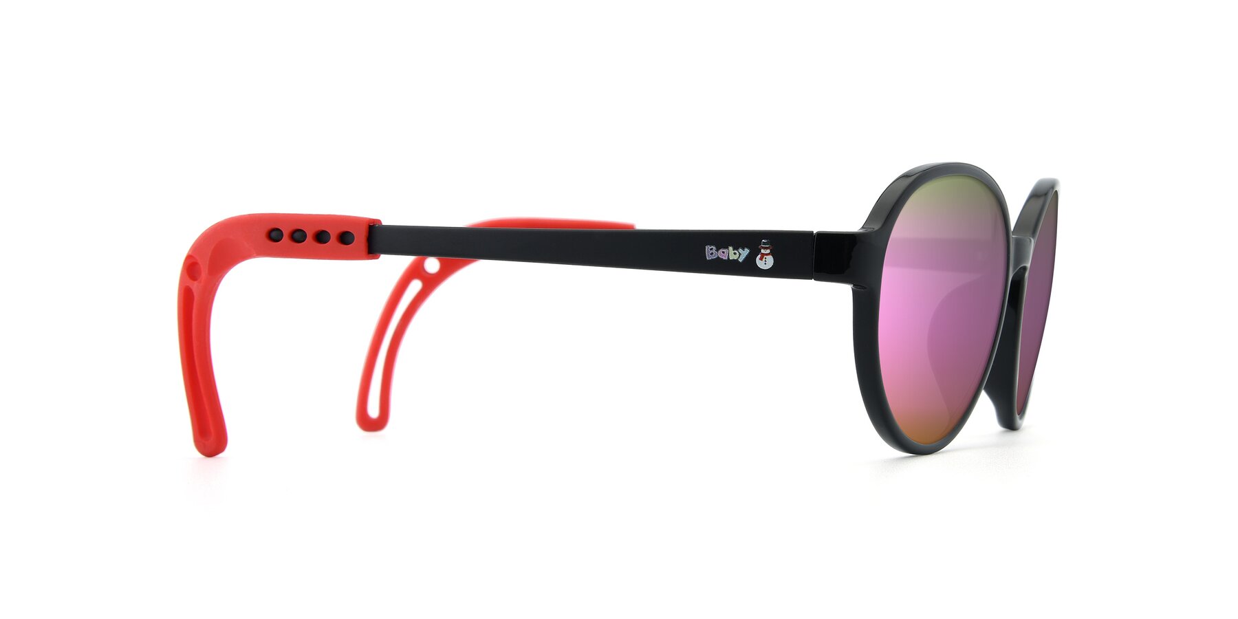Side of 1020 in Black-Red with Pink Mirrored Lenses