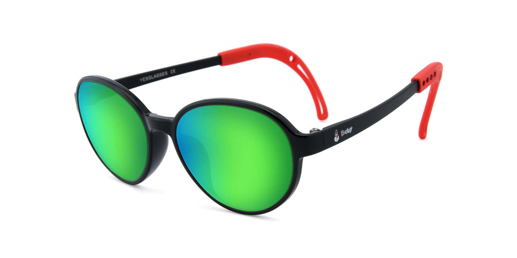 Angle of 1020 in Black-Red with Green Mirrored Lenses
