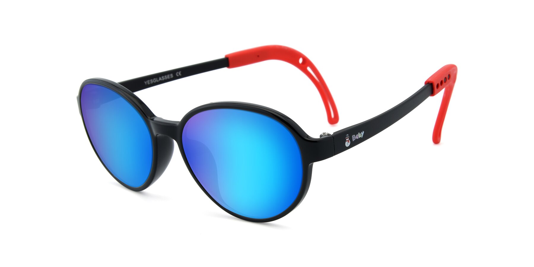 Angle of 1020 in Black-Red with Blue Mirrored Lenses