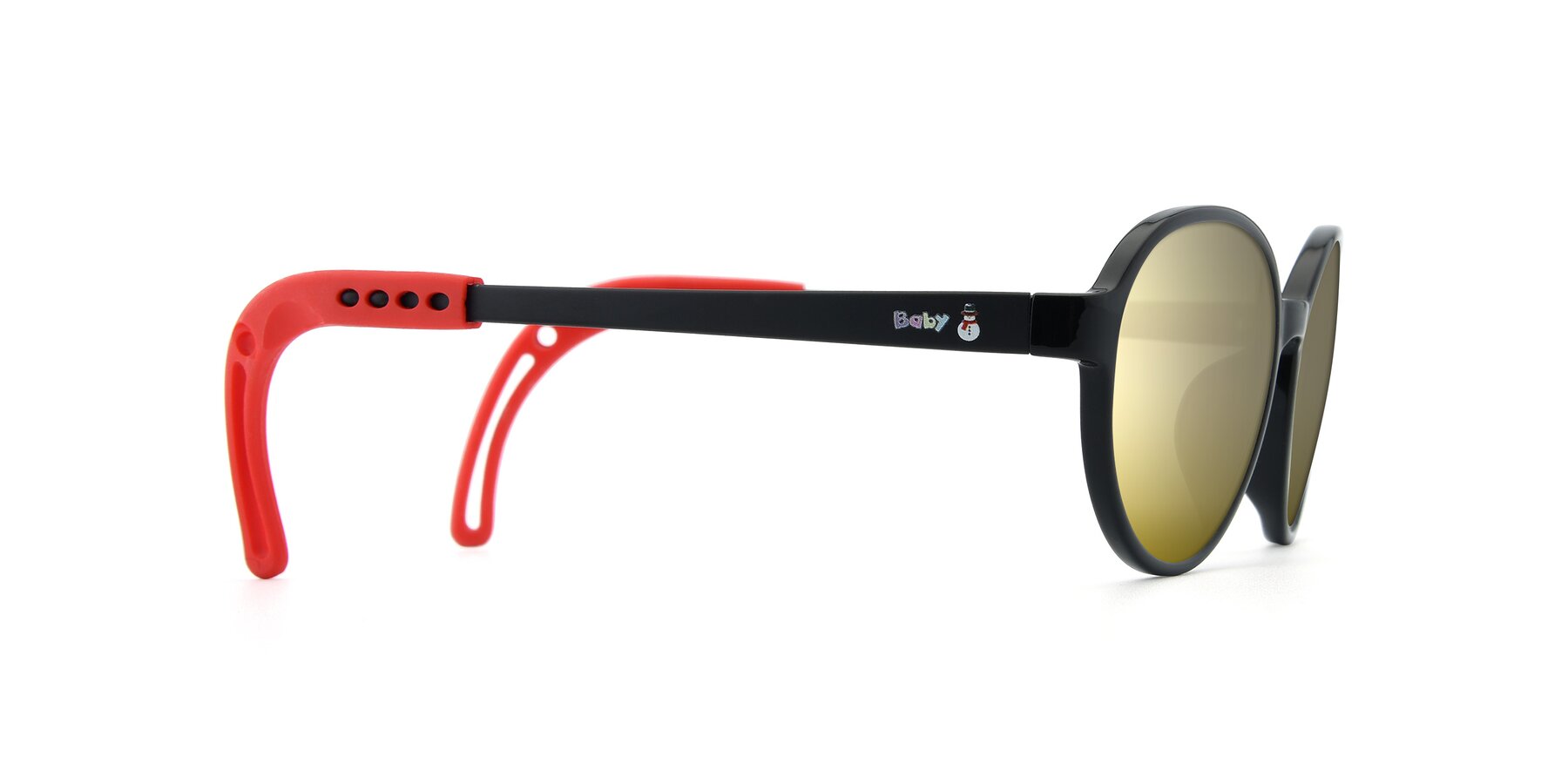 Side of 1020 in Black-Red with Gold Mirrored Lenses