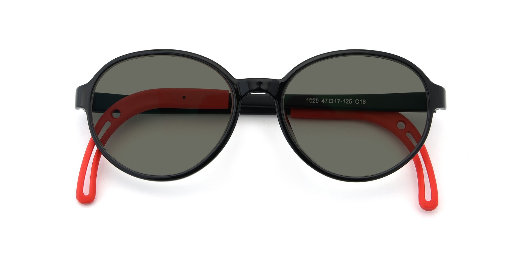 Folded Front of 1020 in Black-Red with Gray Polarized Lenses
