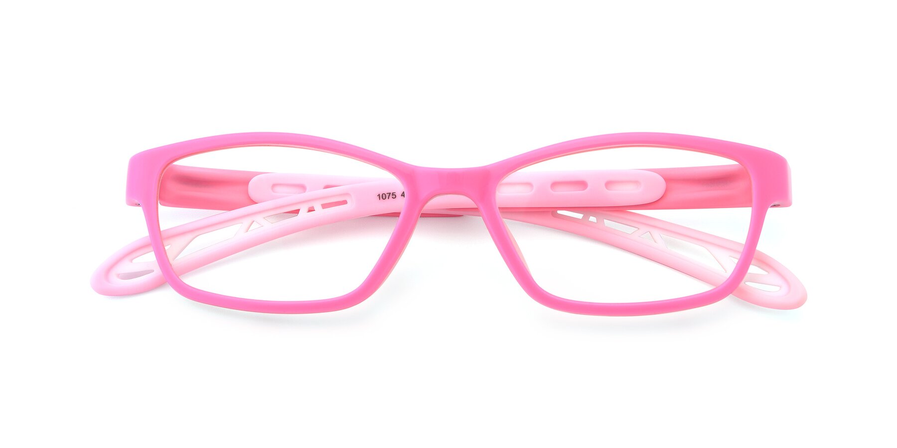 Folded Front of 1075 in Pink with Clear Eyeglass Lenses
