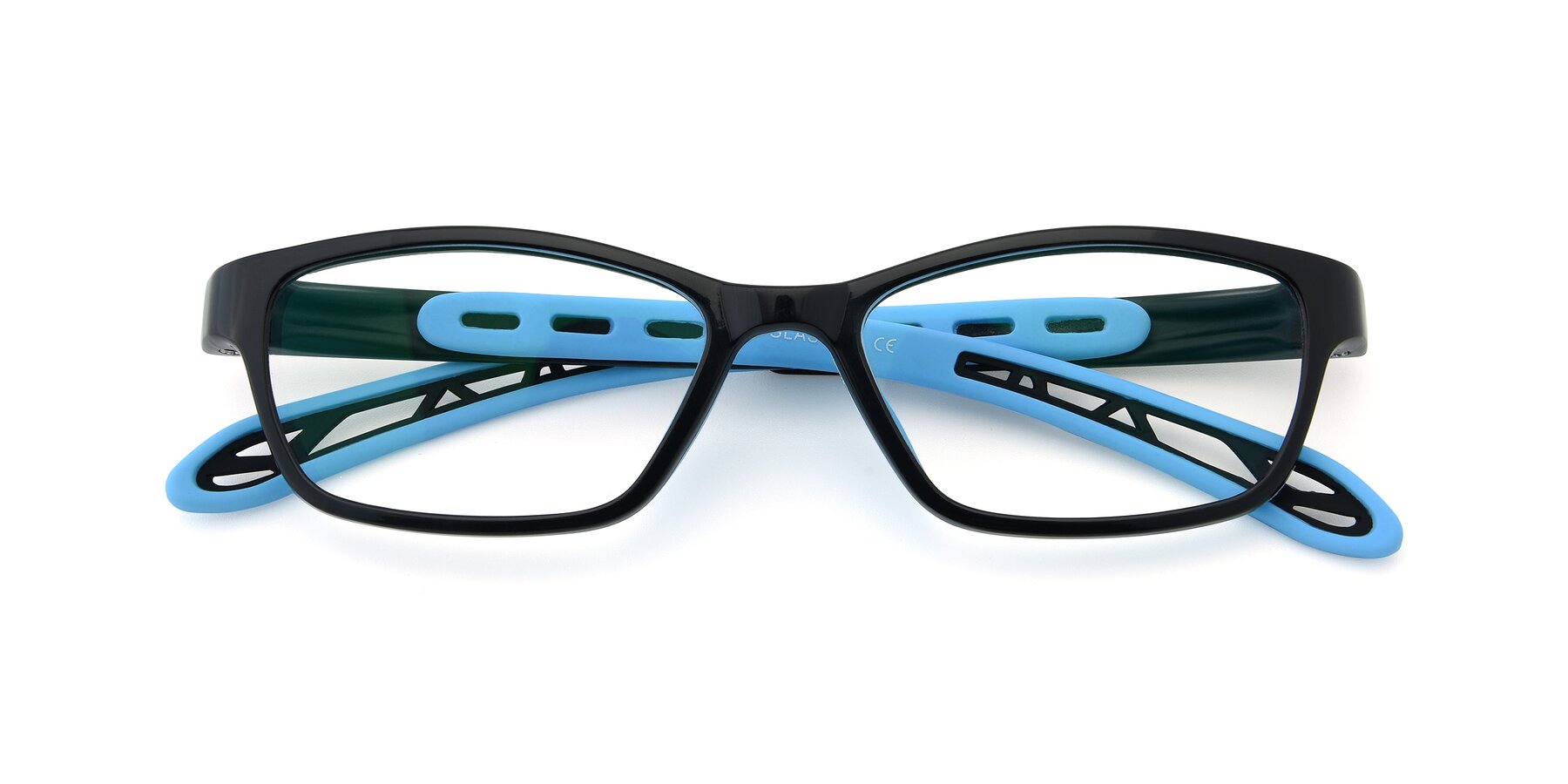 Folded Front of 1075 in Black-Blue with Clear Blue Light Blocking Lenses