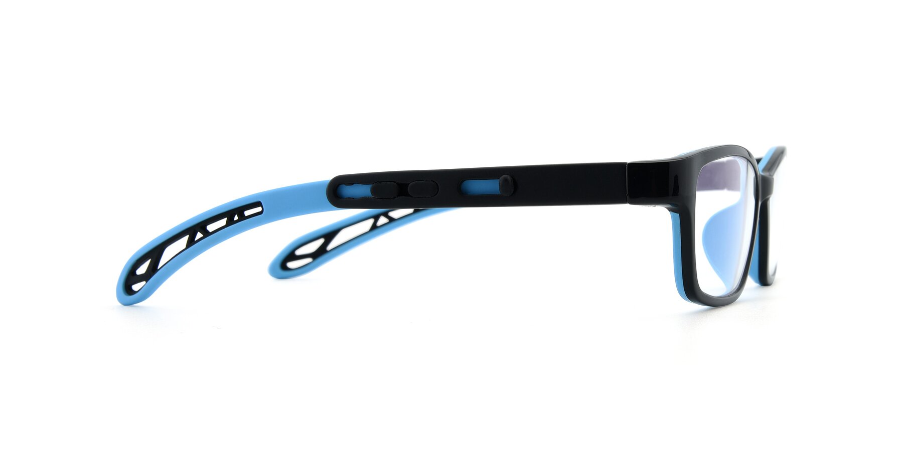 Side of 1075 in Black-Blue with Clear Eyeglass Lenses
