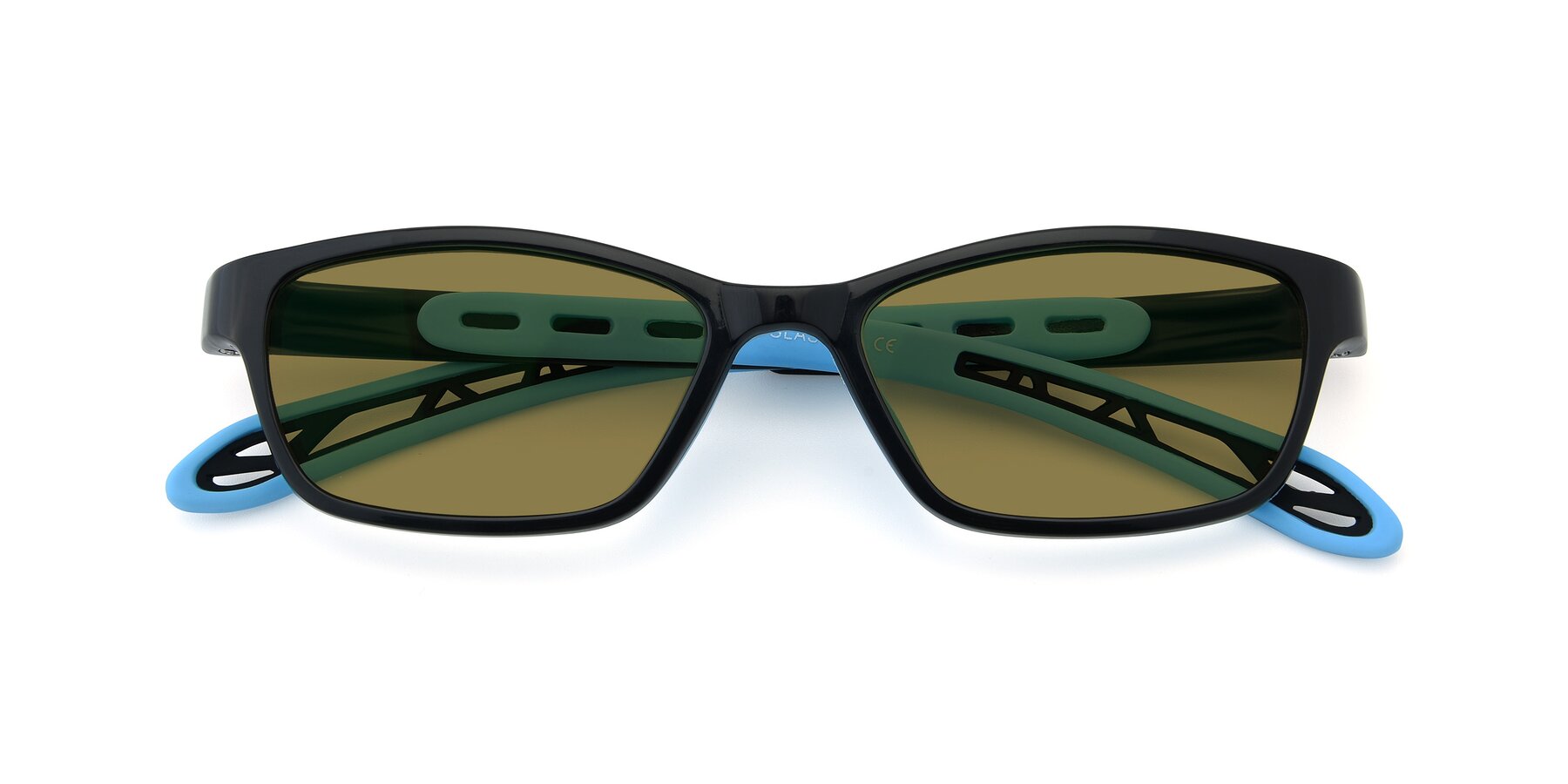 Folded Front of 1075 in Black-Blue with Brown Polarized Lenses