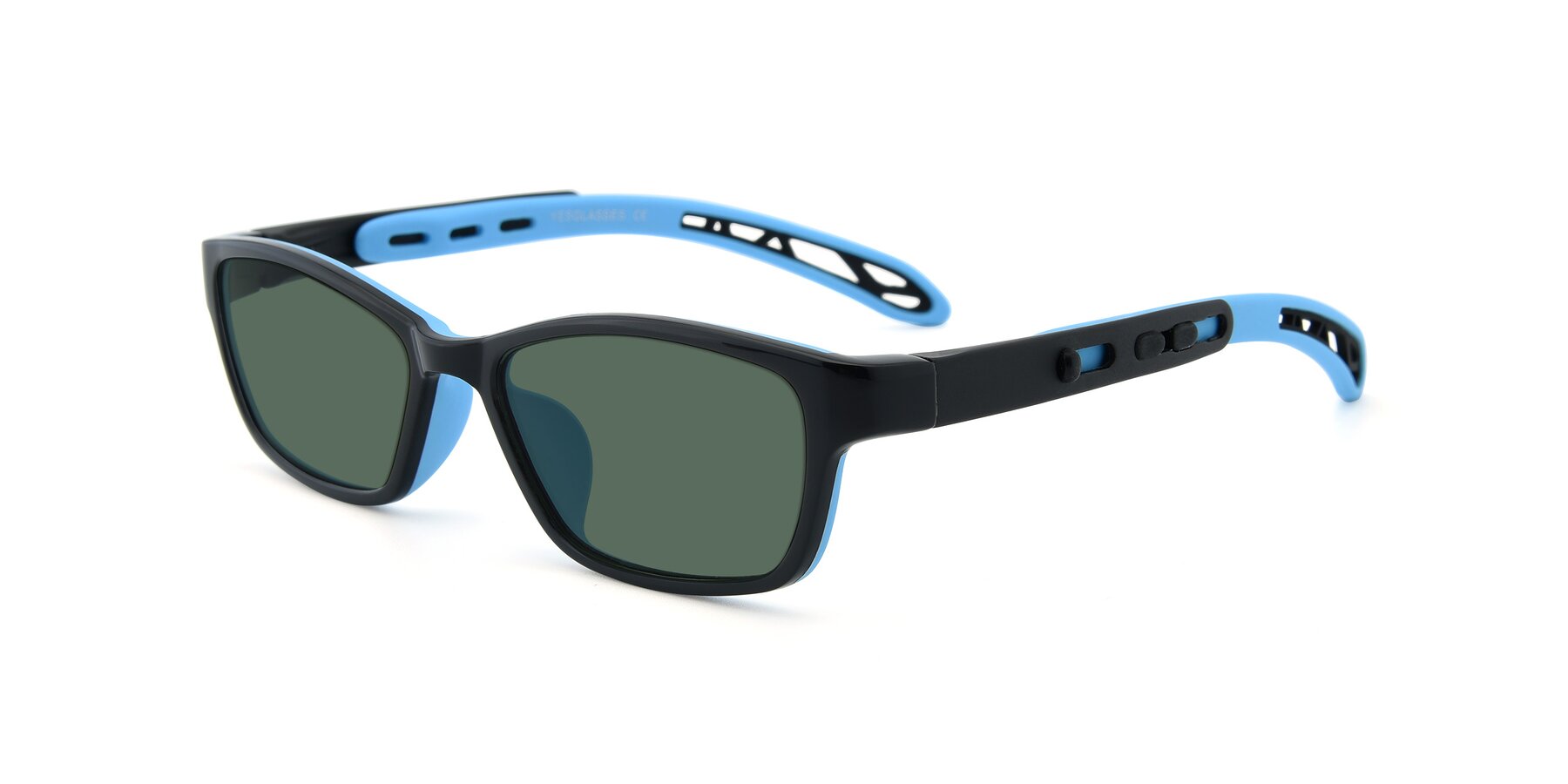 Angle of 1075 in Black-Blue with Green Polarized Lenses