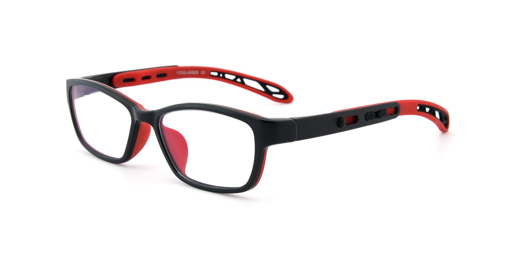 Angle of 1075 in Black-Red with Clear Blue Light Blocking Lenses