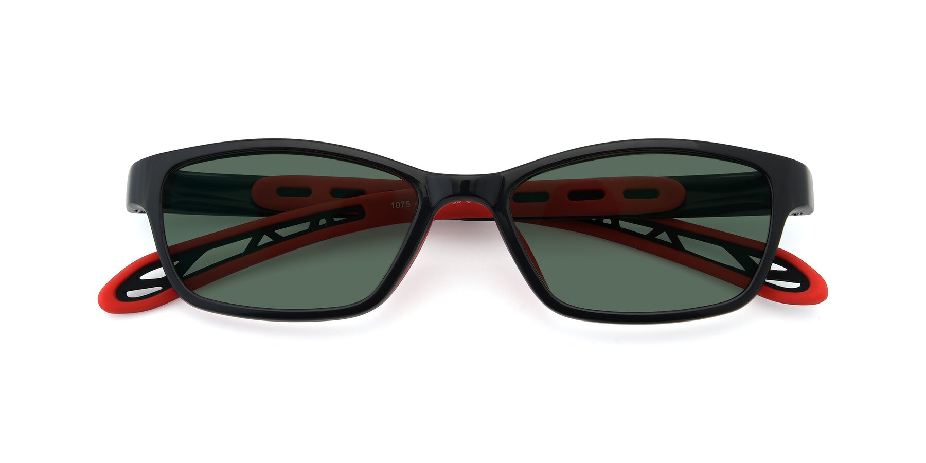 Folded Front of 1075 in Black-Red with Green Polarized Lenses
