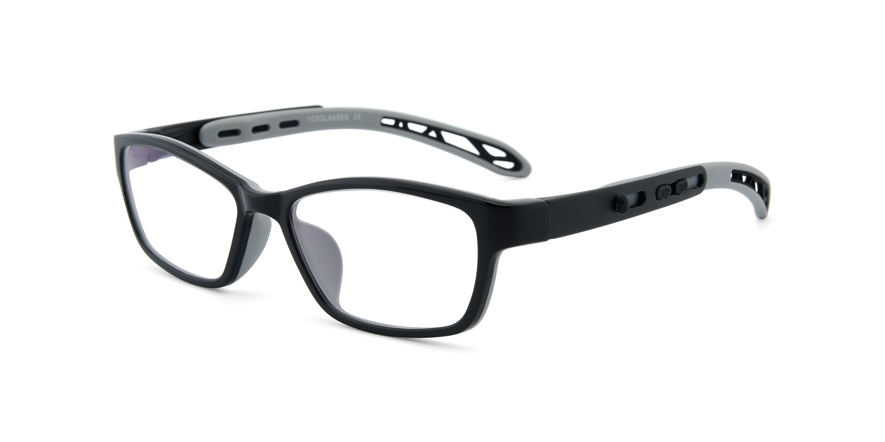 Angle of 1075 in Black-Gray with Clear Eyeglass Lenses