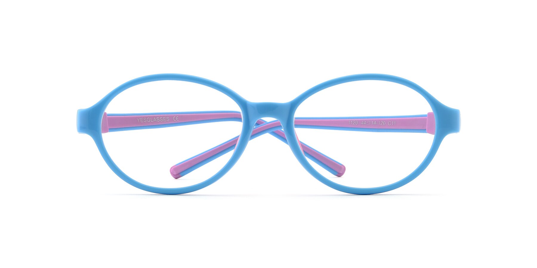 Folded Front of 1120 in Sky Blue-Pink with Clear Eyeglass Lenses