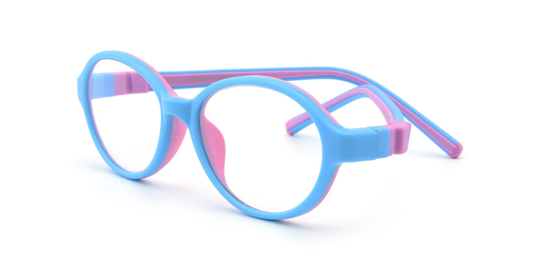 Angle of 1120 in Sky Blue-Pink with Clear Eyeglass Lenses