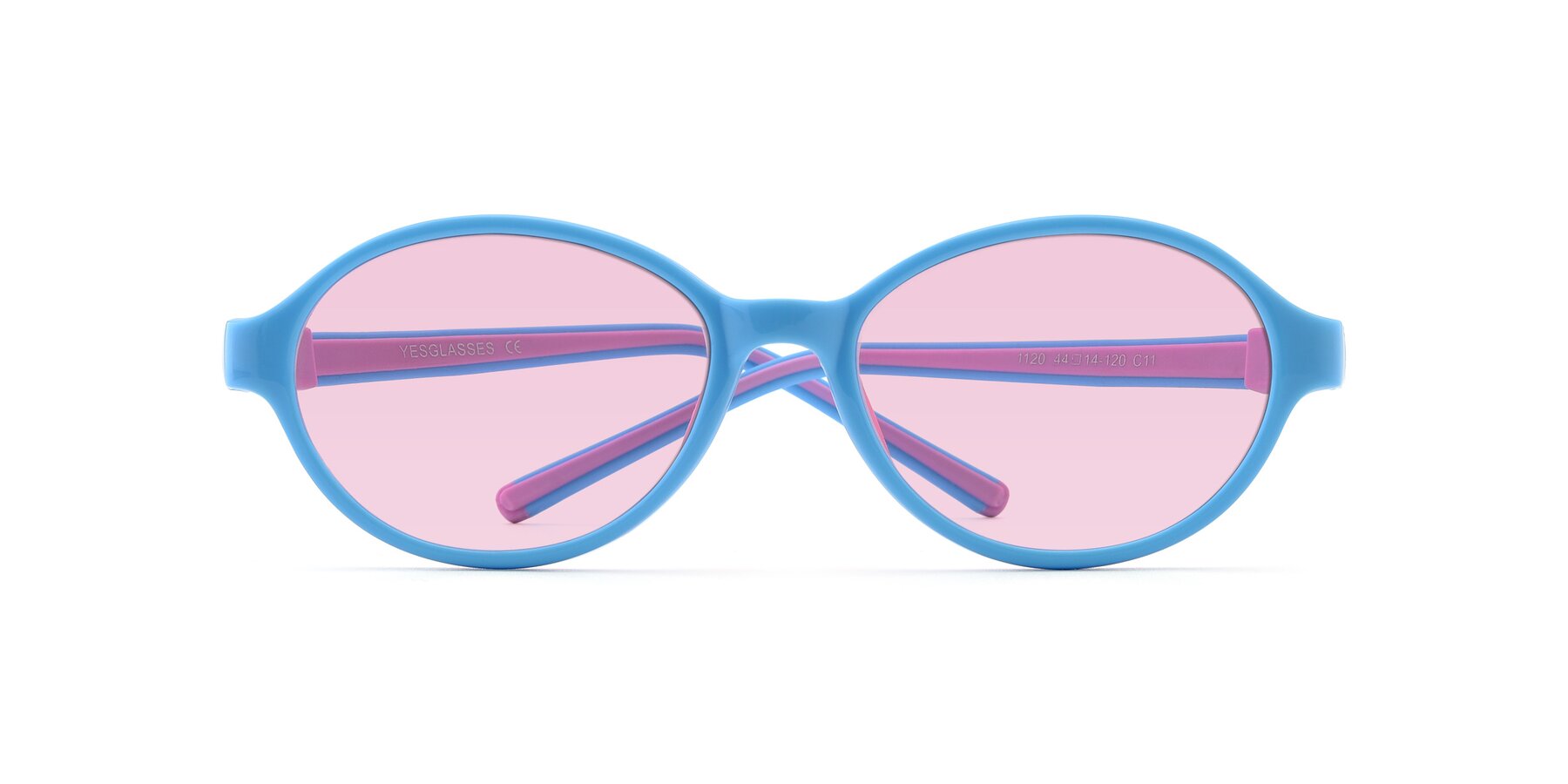 Sky Blue-Pink Hipster Silicone Oval Eyeglasses - 1120