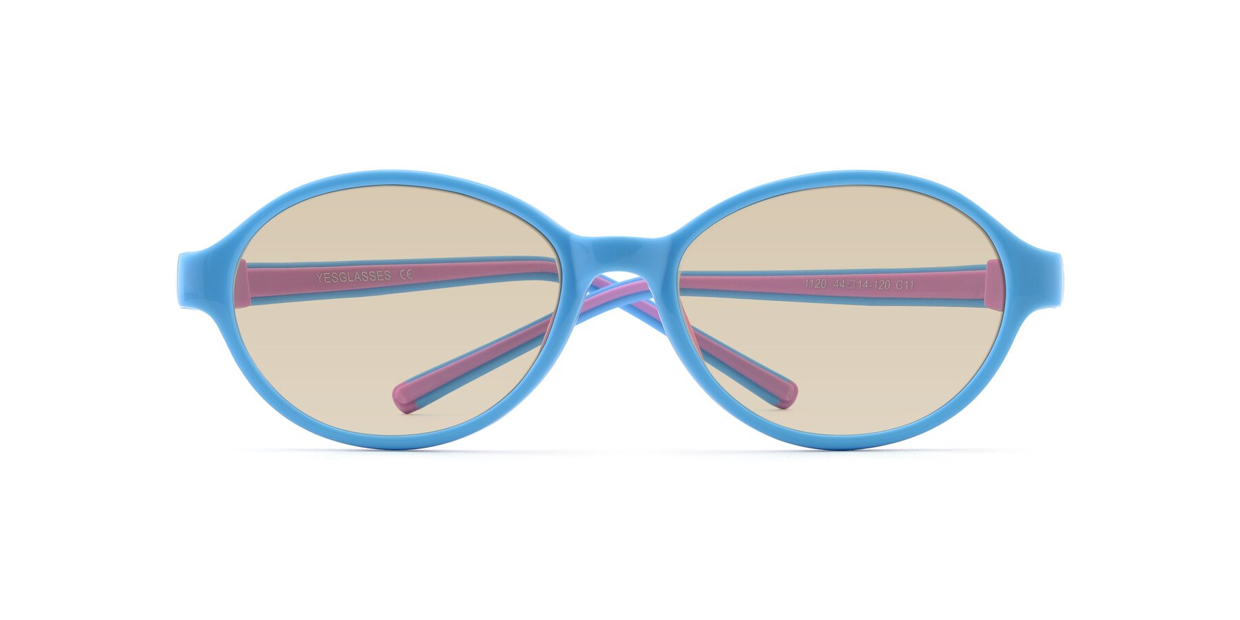 Folded Front of 1120 in Sky Blue-Pink with Light Brown Tinted Lenses