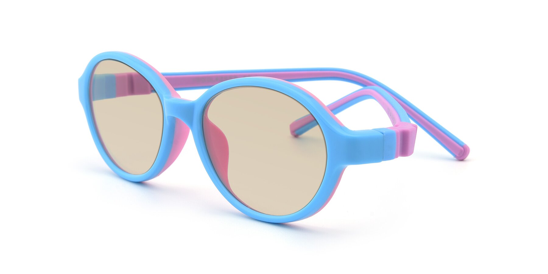 Angle of 1120 in Sky Blue-Pink with Light Brown Tinted Lenses