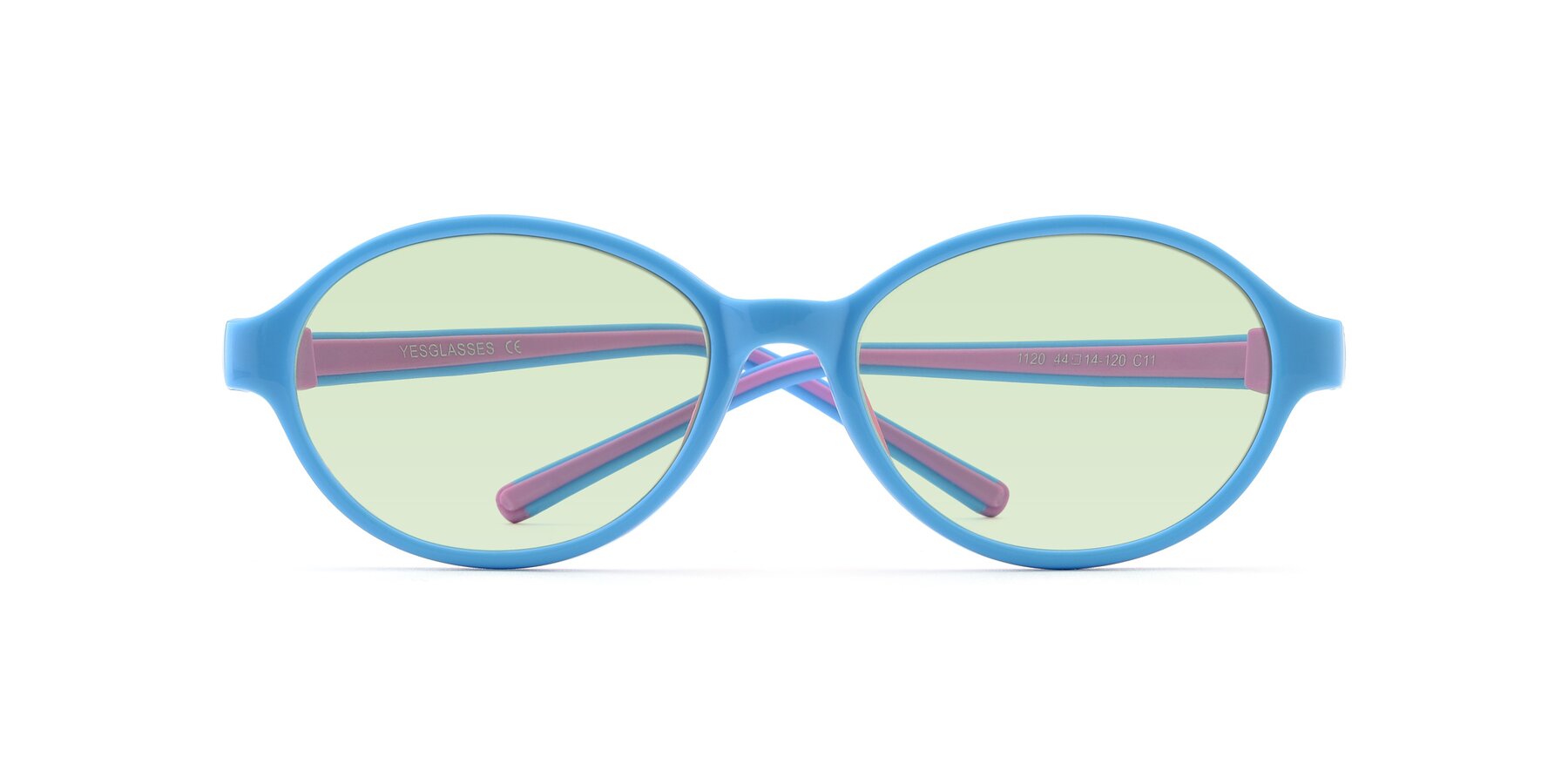 Folded Front of 1120 in Sky Blue-Pink with Light Green Tinted Lenses