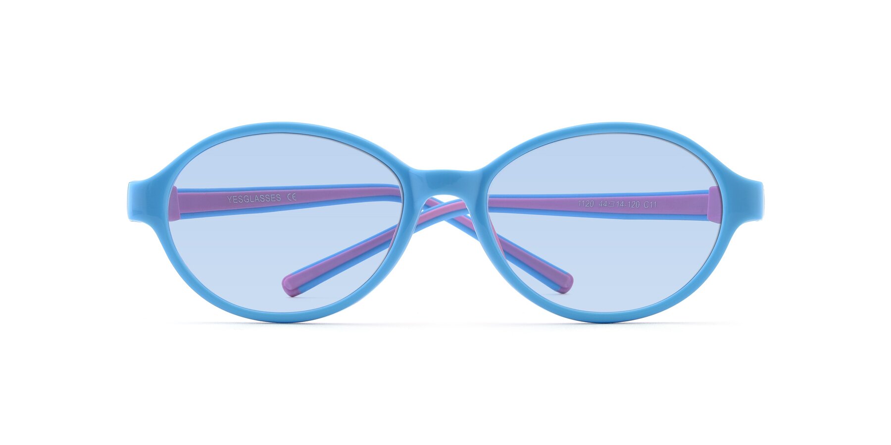 Folded Front of 1120 in Sky Blue-Pink with Light Blue Tinted Lenses