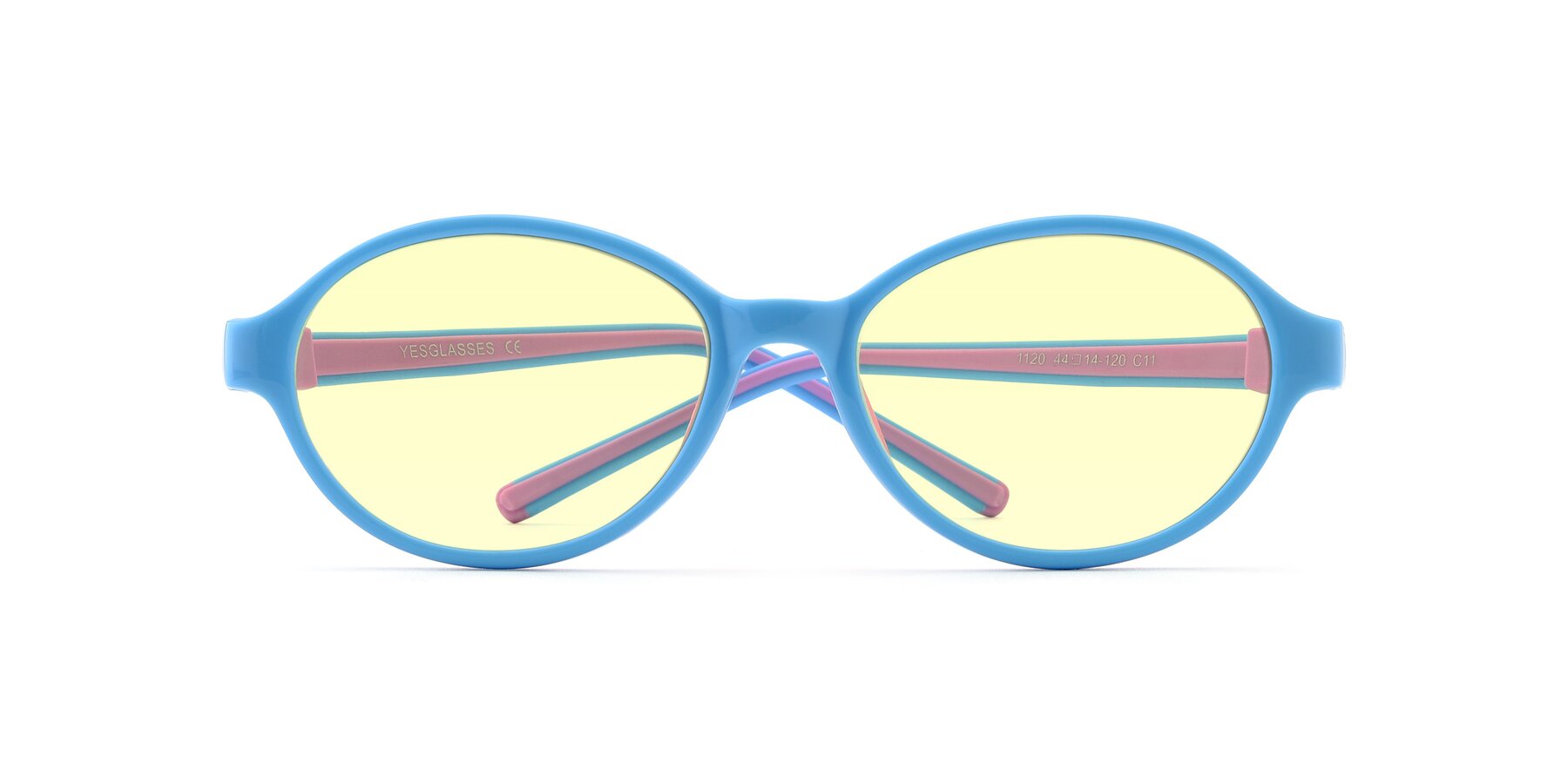 Folded Front of 1120 in Sky Blue-Pink with Light Yellow Tinted Lenses