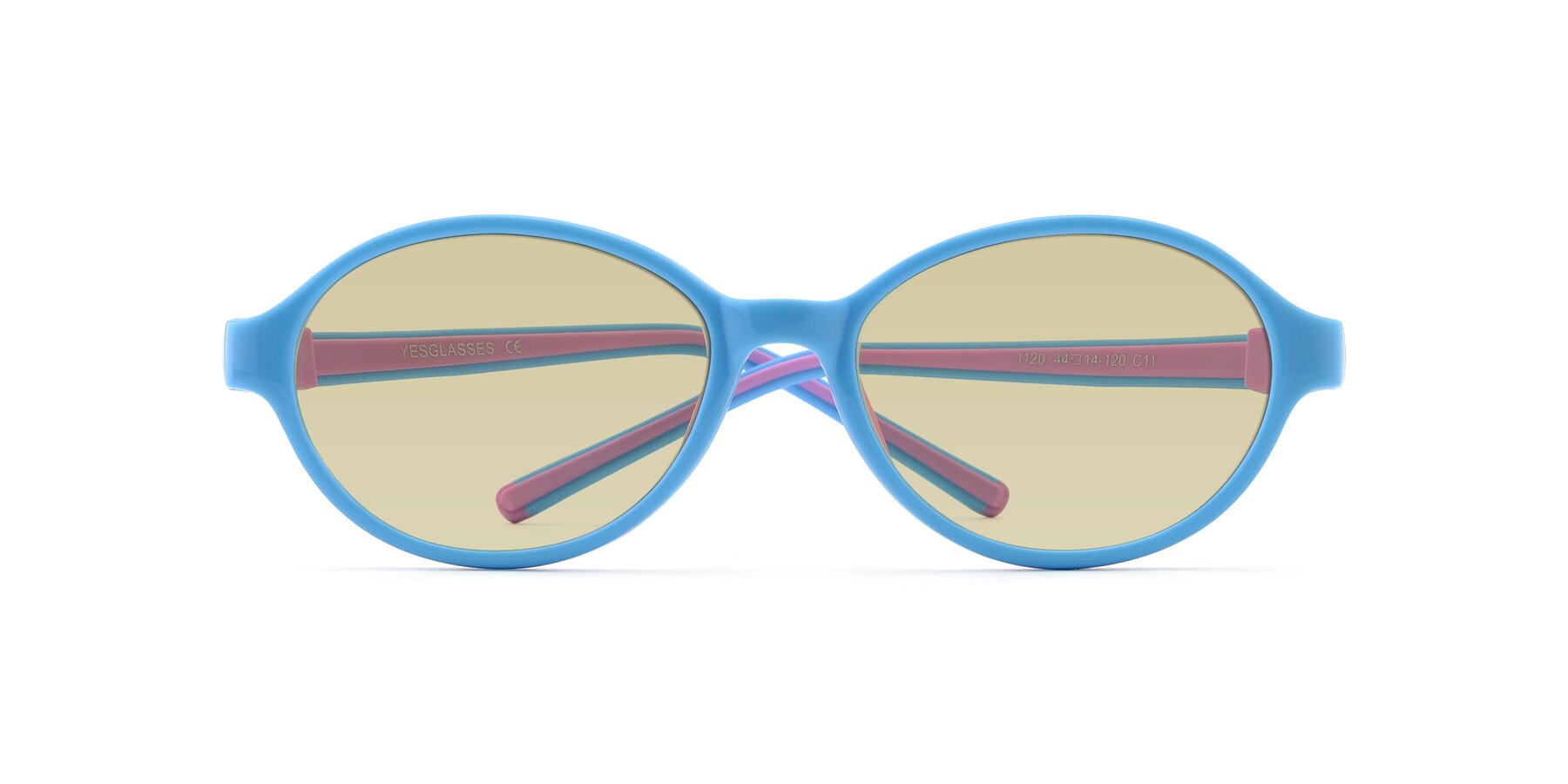 Folded Front of 1120 in Sky Blue-Pink with Light Champagne Tinted Lenses