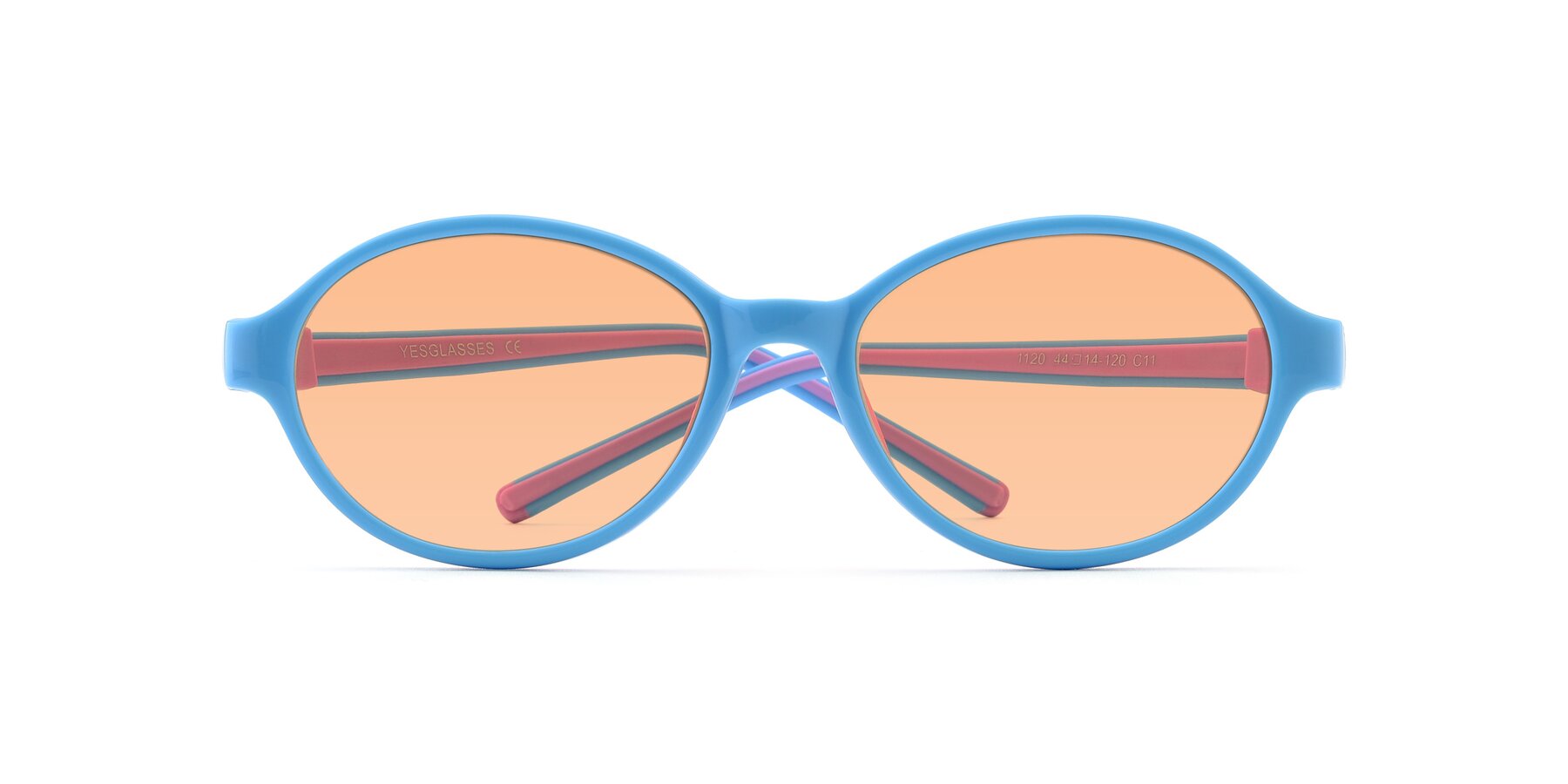 Folded Front of 1120 in Sky Blue-Pink with Light Orange Tinted Lenses