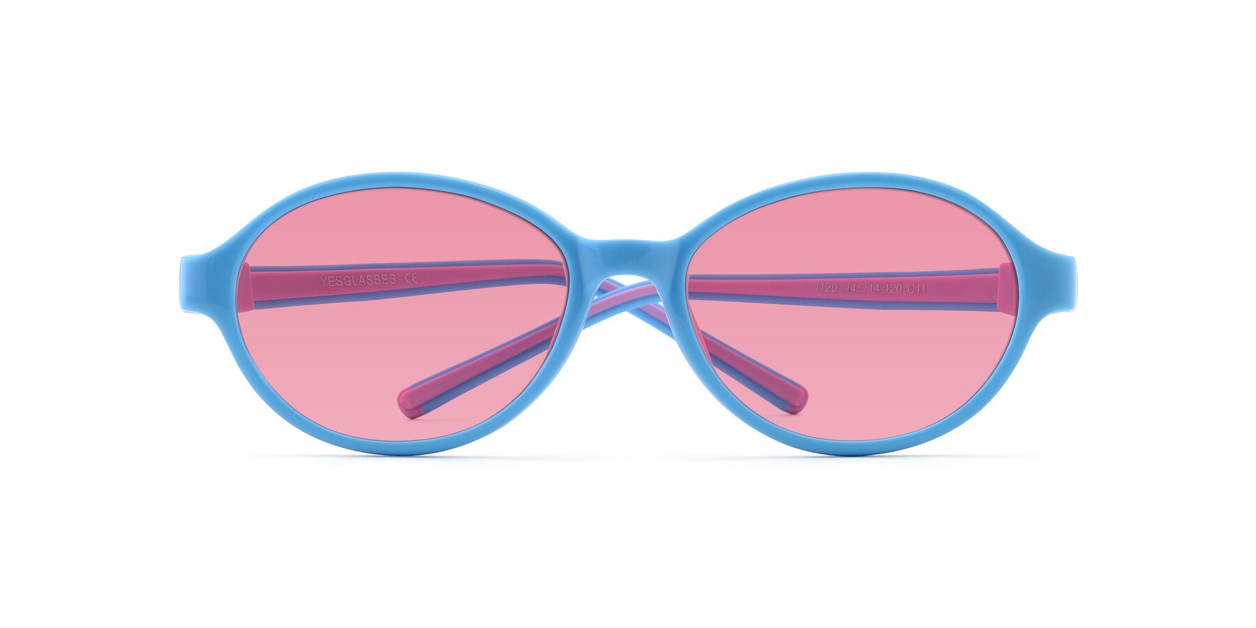 Folded Front of 1120 in Sky Blue-Pink with Pink Tinted Lenses