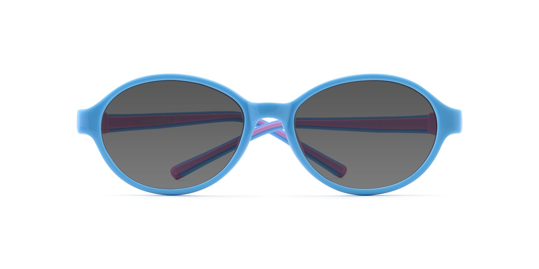 Folded Front of 1120 in Sky Blue-Pink with Medium Gray Tinted Lenses