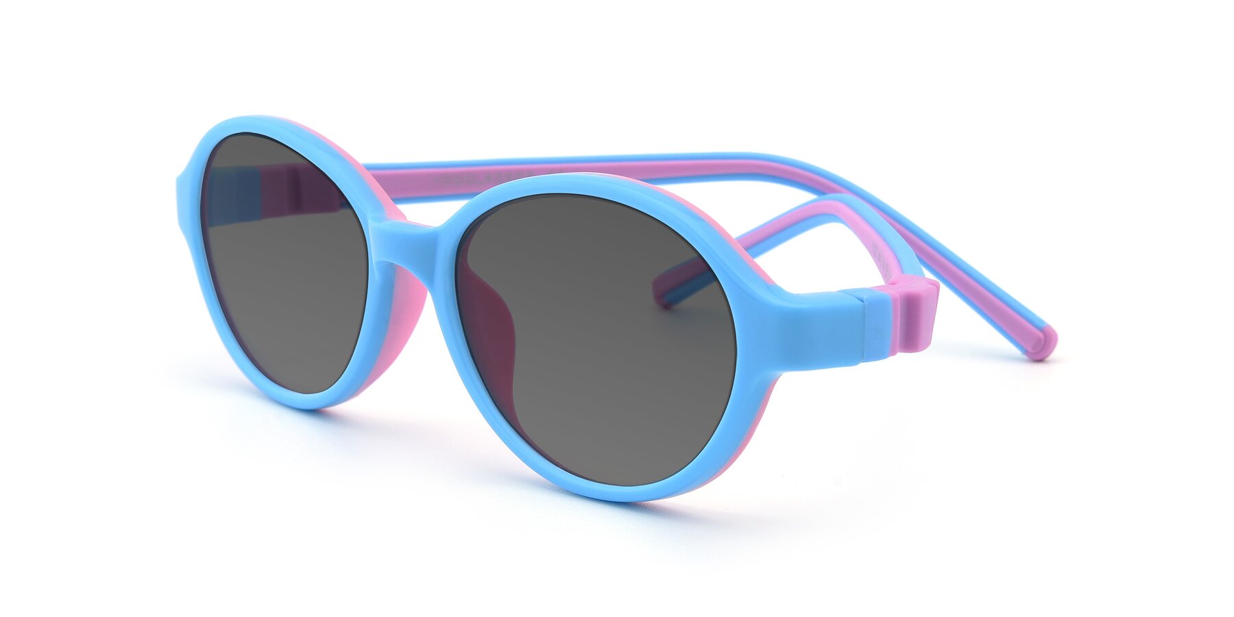 Angle of 1120 in Sky Blue-Pink with Medium Gray Tinted Lenses