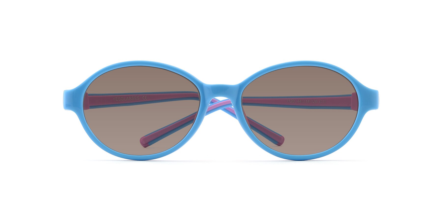 Folded Front of 1120 in Sky Blue-Pink with Medium Brown Tinted Lenses