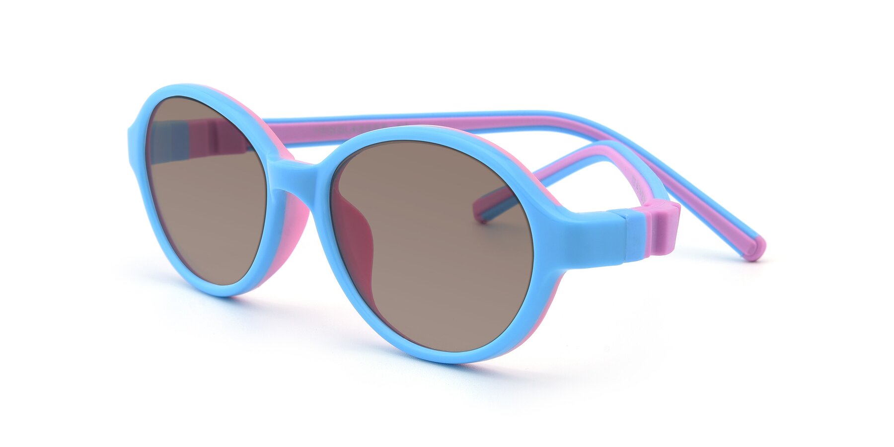 Angle of 1120 in Sky Blue-Pink with Medium Brown Tinted Lenses