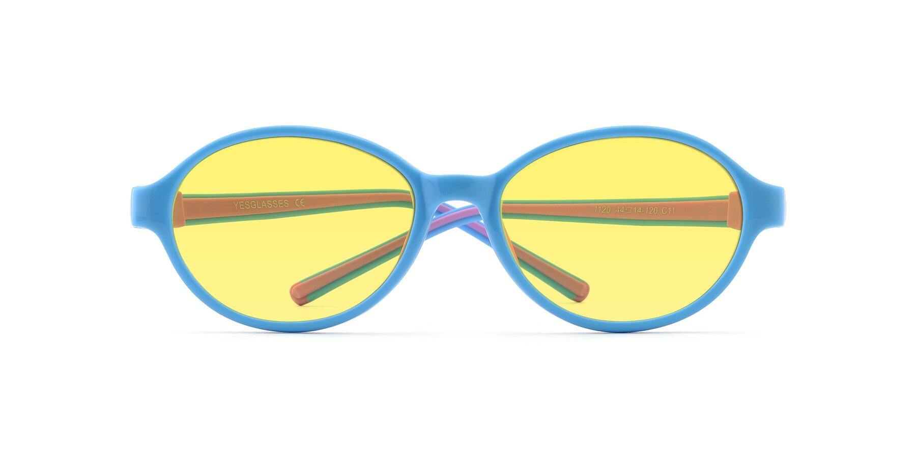 Folded Front of 1120 in Sky Blue-Pink with Medium Yellow Tinted Lenses