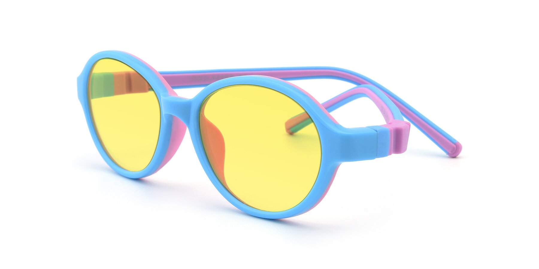 Angle of 1120 in Sky Blue-Pink with Medium Yellow Tinted Lenses