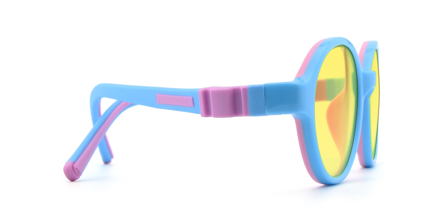 Side of 1120 in Sky Blue-Pink with Medium Yellow Tinted Lenses