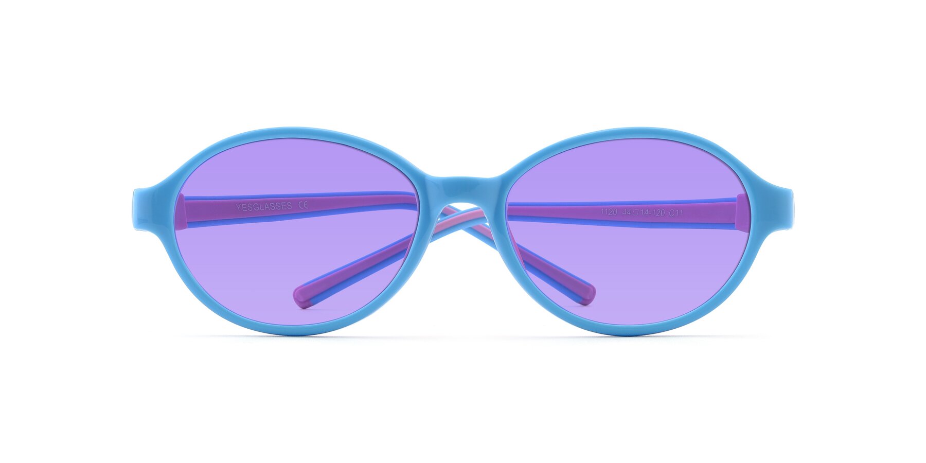 Folded Front of 1120 in Sky Blue-Pink with Medium Purple Tinted Lenses