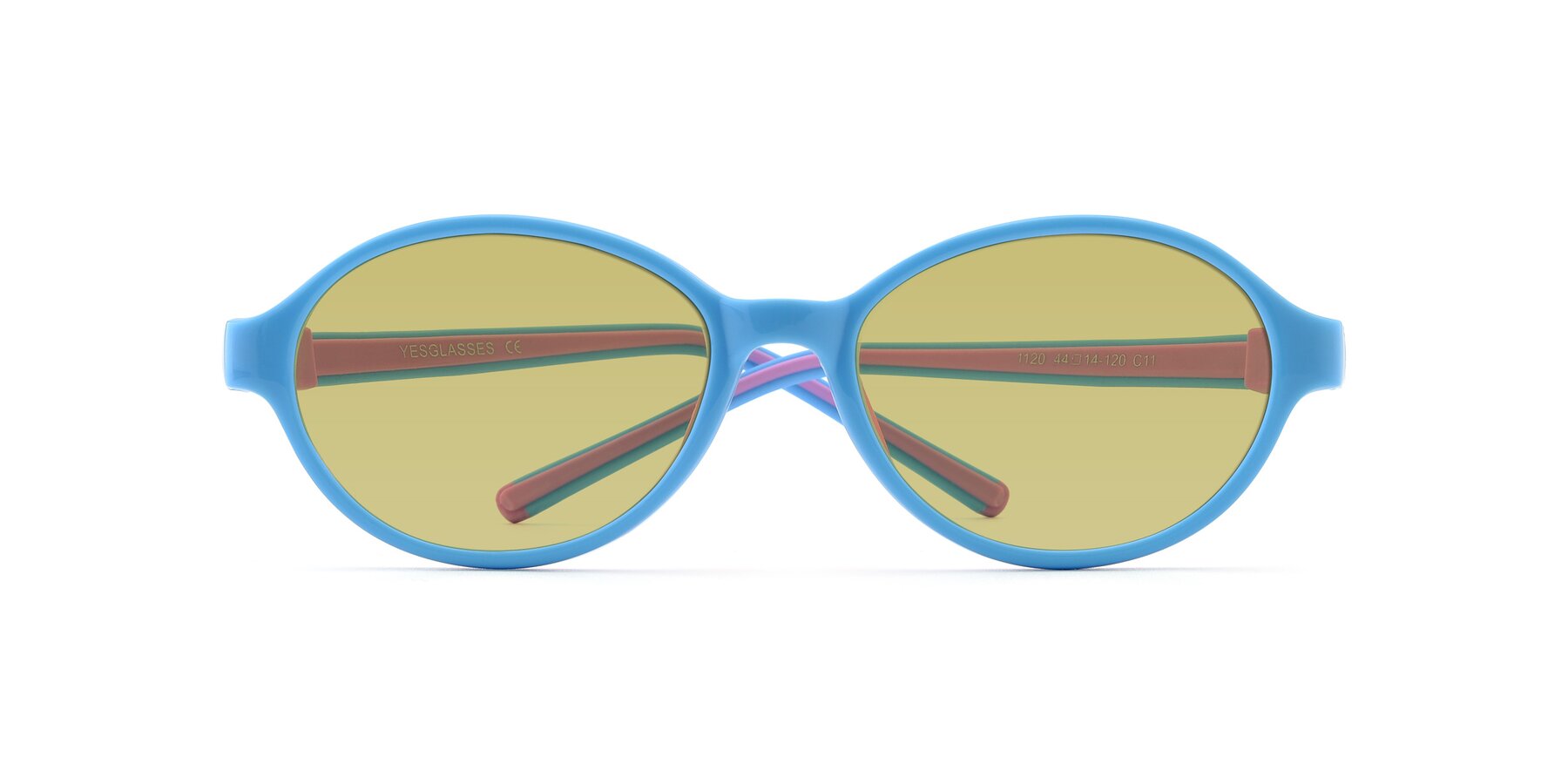 Folded Front of 1120 in Sky Blue-Pink with Medium Champagne Tinted Lenses