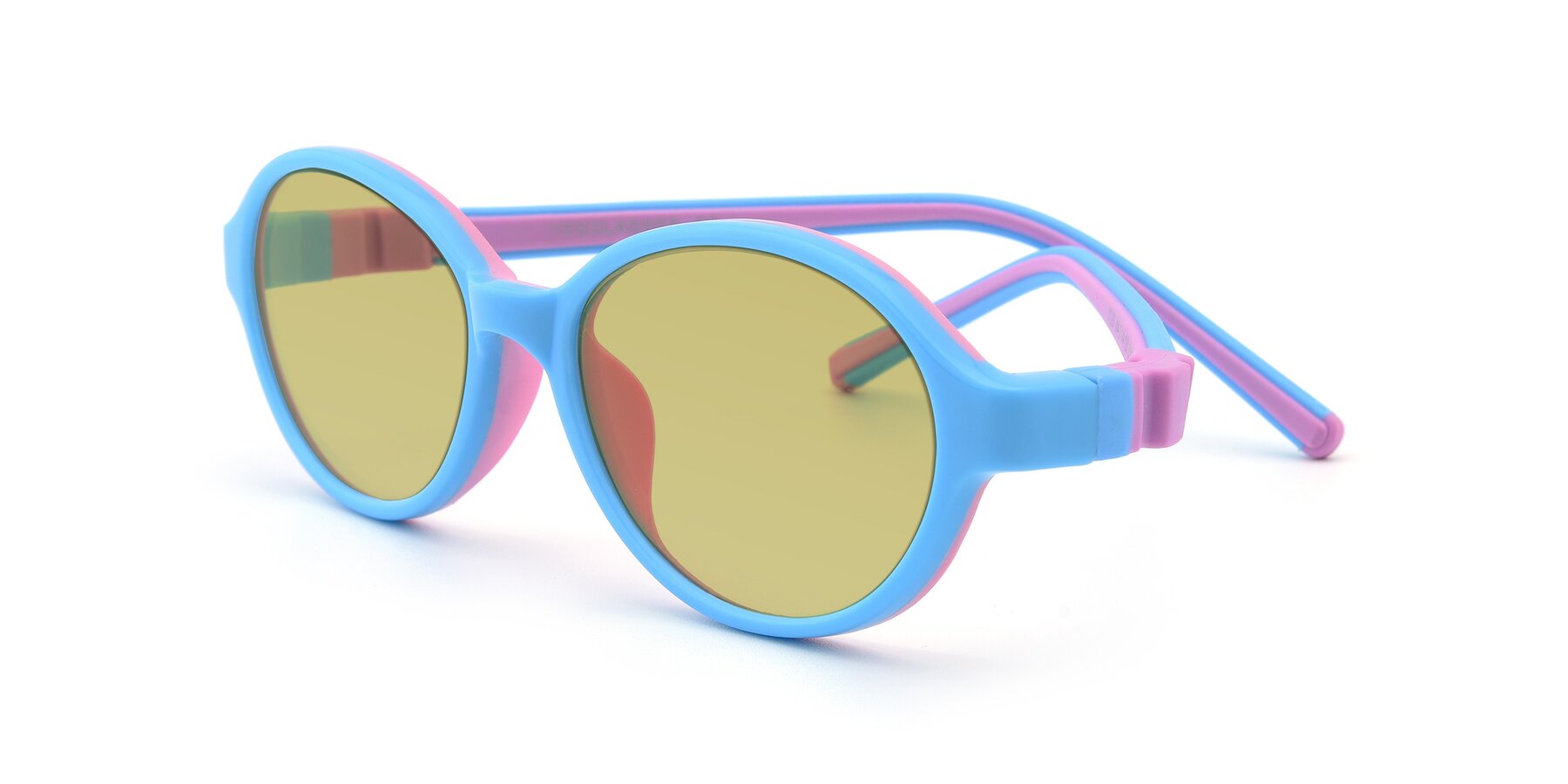 Angle of 1120 in Sky Blue-Pink with Medium Champagne Tinted Lenses