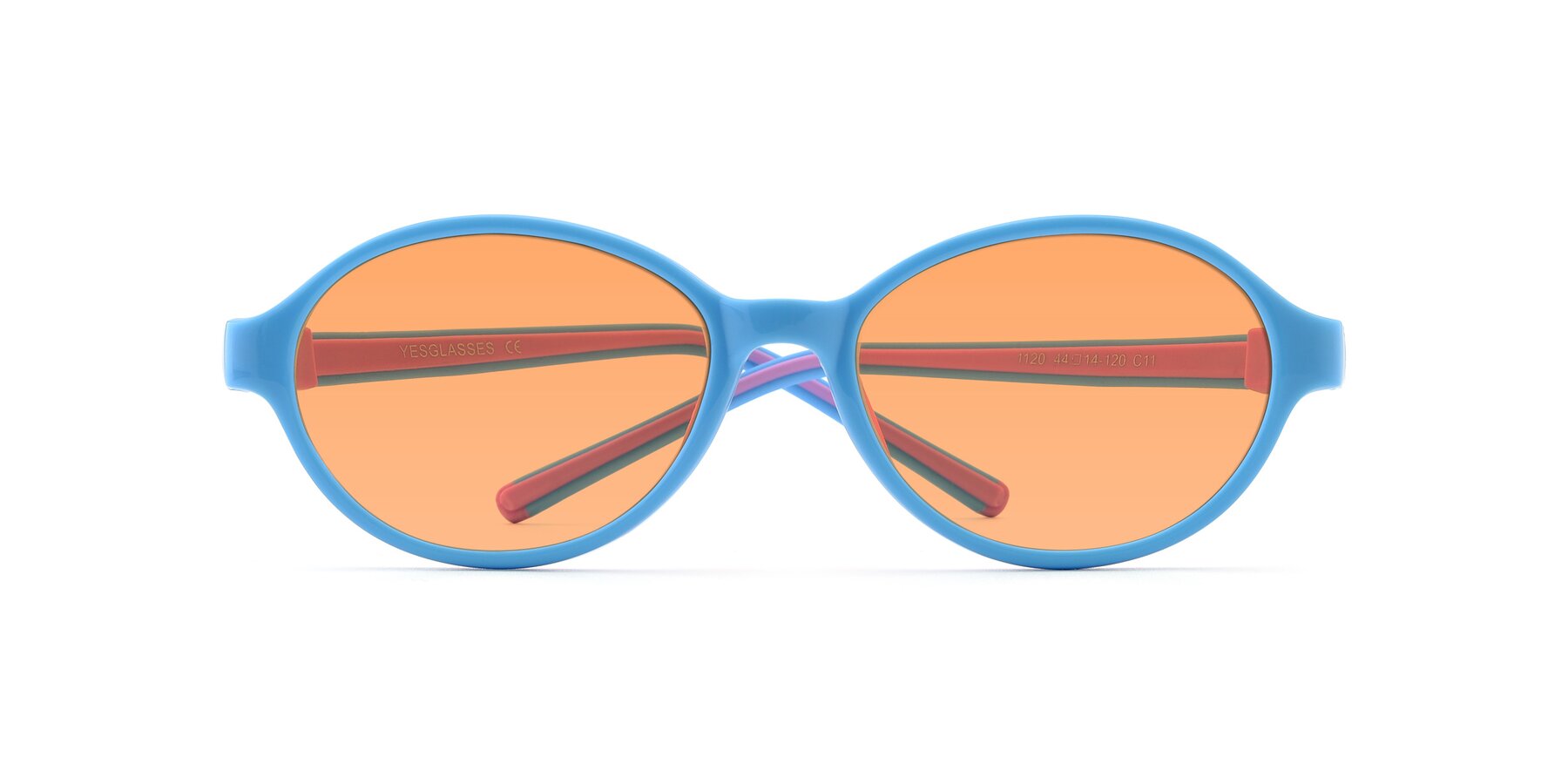 Folded Front of 1120 in Sky Blue-Pink with Medium Orange Tinted Lenses