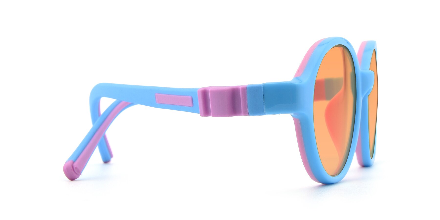 Side of 1120 in Sky Blue-Pink with Medium Orange Tinted Lenses