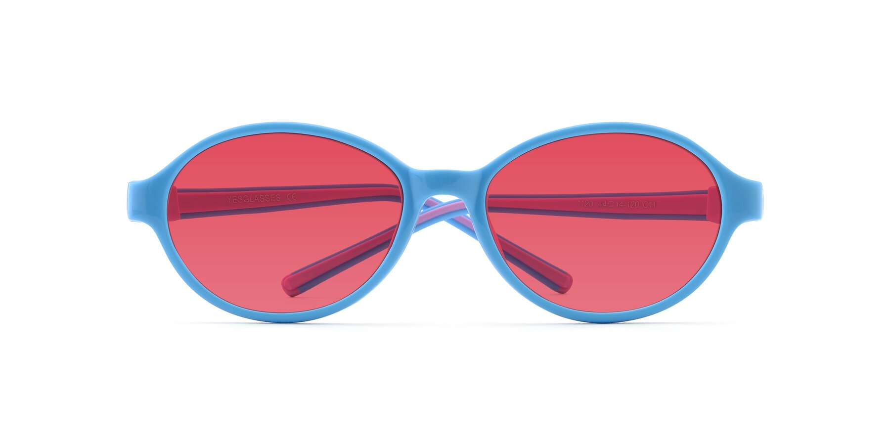 Folded Front of 1120 in Sky Blue-Pink with Red Tinted Lenses