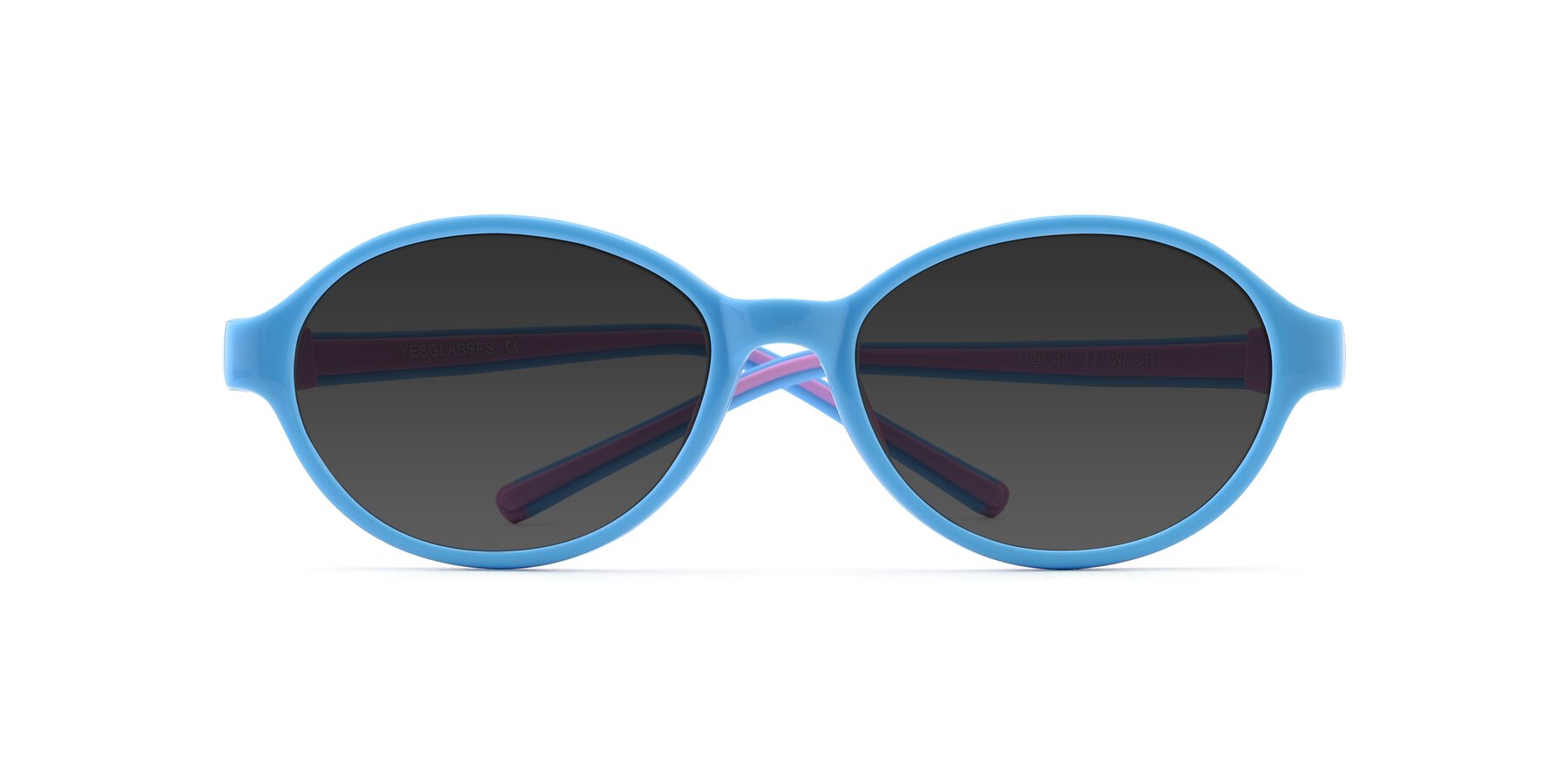 Folded Front of 1120 in Sky Blue-Pink with Gray Tinted Lenses