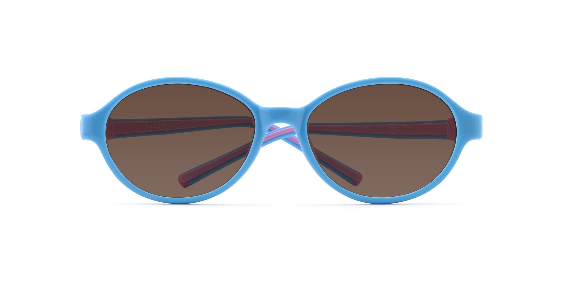 Folded Front of 1120 in Sky Blue-Pink with Brown Tinted Lenses